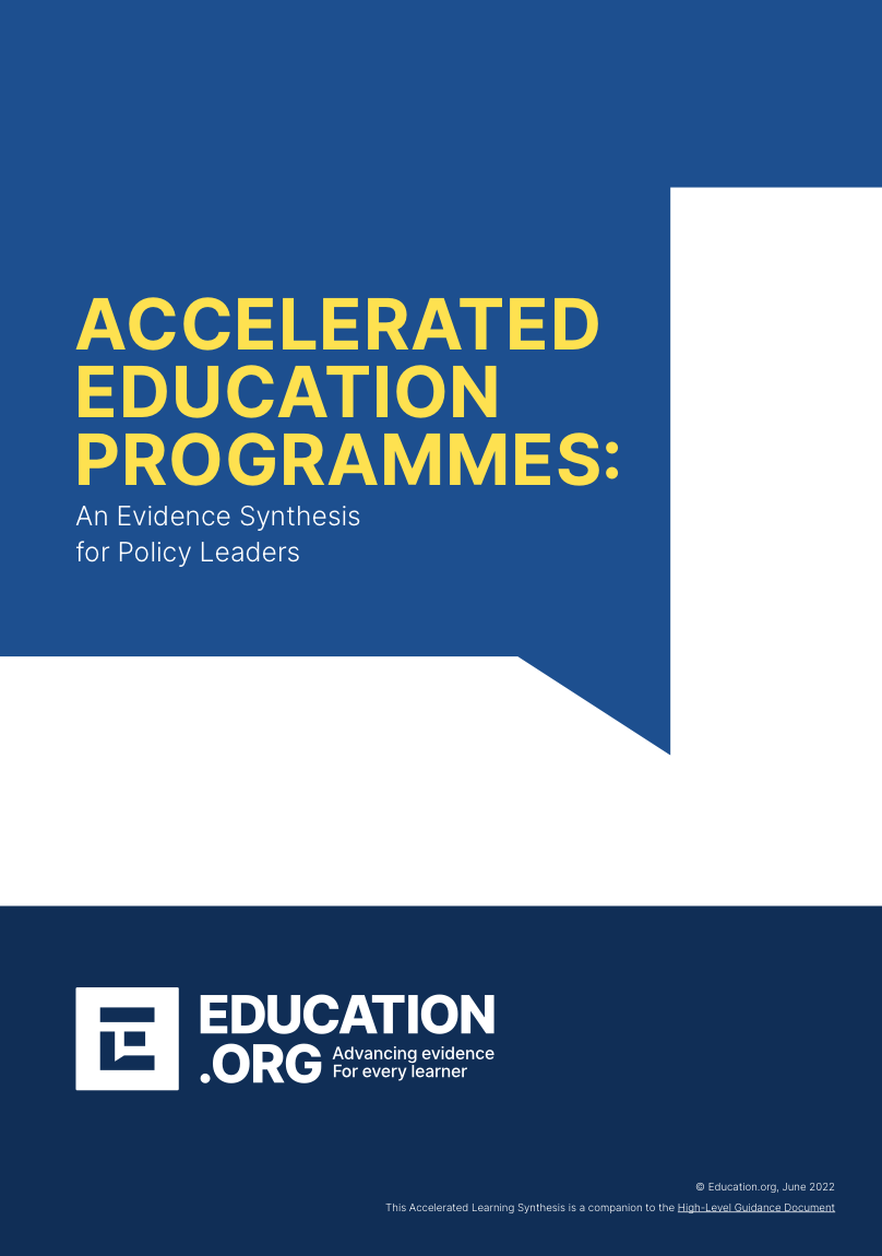 Accelerated Education Programmes An Evidence Synthesis For Policy